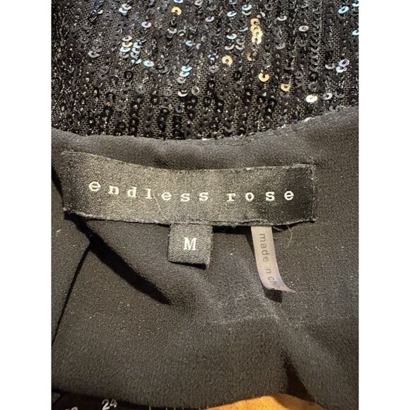 ANTHROPOLOGIE Endless Rose Sequin Cami Spaghetti Strap Black Party NYE Medium - Picture 6 of 7